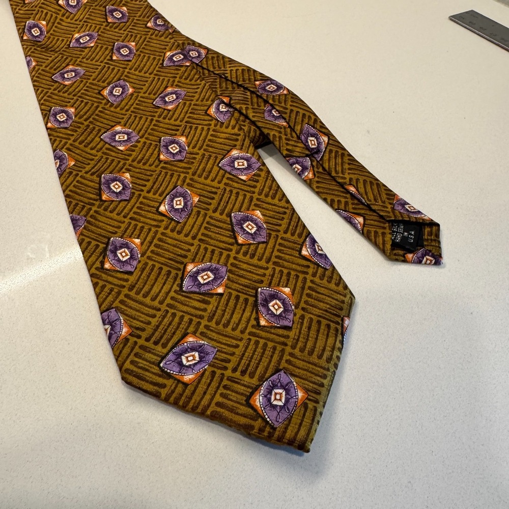 Vintage Jos A Bank Tie Silk‎ Geometric Necktie USA Costal Graphic Print